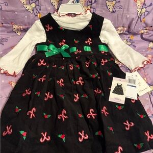 Black Dress with Candy Cane Embroidery